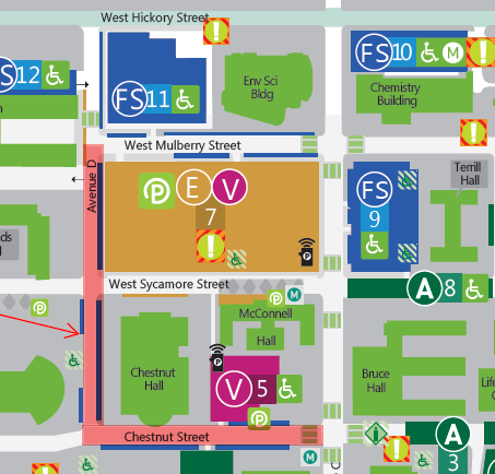 Snippet of a map showing Ave D will be closed from Mulberry to Chestnut, and Chestnut St will be closed from Ave D to Ave C