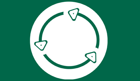 green and white arrows in a circle